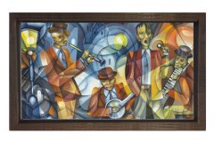 Müzisyenler Tablosu Kahverengi Ahşap Çerçeve - 40x60