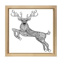 Geyik Boyama Tablo Tablosu Naturel Ahşap Çerçeve - 70x70