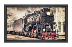 Lokomotif Tablosu Tablosu Siyah Ahşap Çerçeve - 50x70