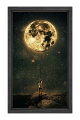 Ay zinciri adam tablosu Siyah Ahşap Çerçeve - 100x200