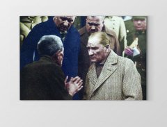 Atatürk Köylüyü Dinlerken Tablosu Çerçevesiz - 50x70