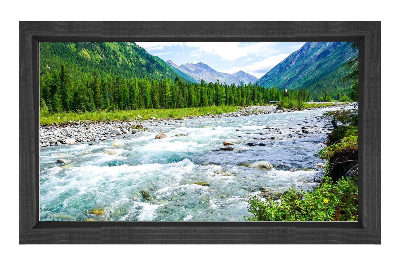 Orman Dağ Manzarası Tablosu Siyah Ahşap - 50x90