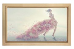 Çiçek Kadın Tablosu Naturel Ahşap Çerçeve - 70x100