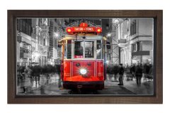 Taksim Meydanı Tablosu Kahverengi Ahşap Çerçeve - 45x30