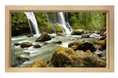 Orman içinde Akarsu Tablosu Naturel Ahşap Çerçeve - 50x90