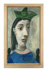 Donna Con Capello Verde Tablosu Naturel Ahşap Çerçeve - 50x90