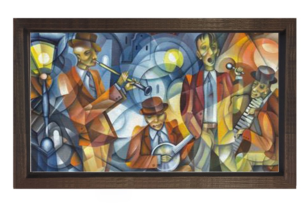 Müzisyenler Tablosu Kahverengi Ahşap Çerçeve - 50x90