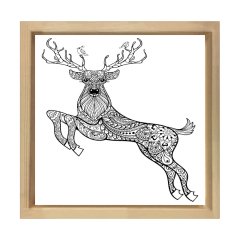 Geyik Boyama Tablo Tablosu Naturel Ahşap Çerçeve - 100x100