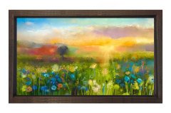Çiçekli Doğa Ve Manzara Tablosu Kahverengi Ahşap - 100x200