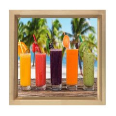 Meyve Suyu  Bardakları Tablosu Naturel Ahşap Çerçeve - 60x60