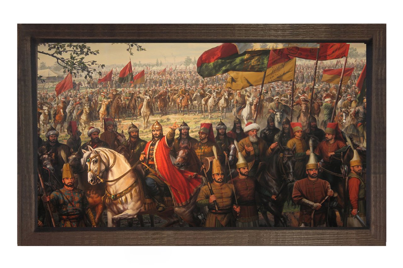 Osmanlı Orduları Tablosu Kahverengi Ahşap Çerçeve - 100x150