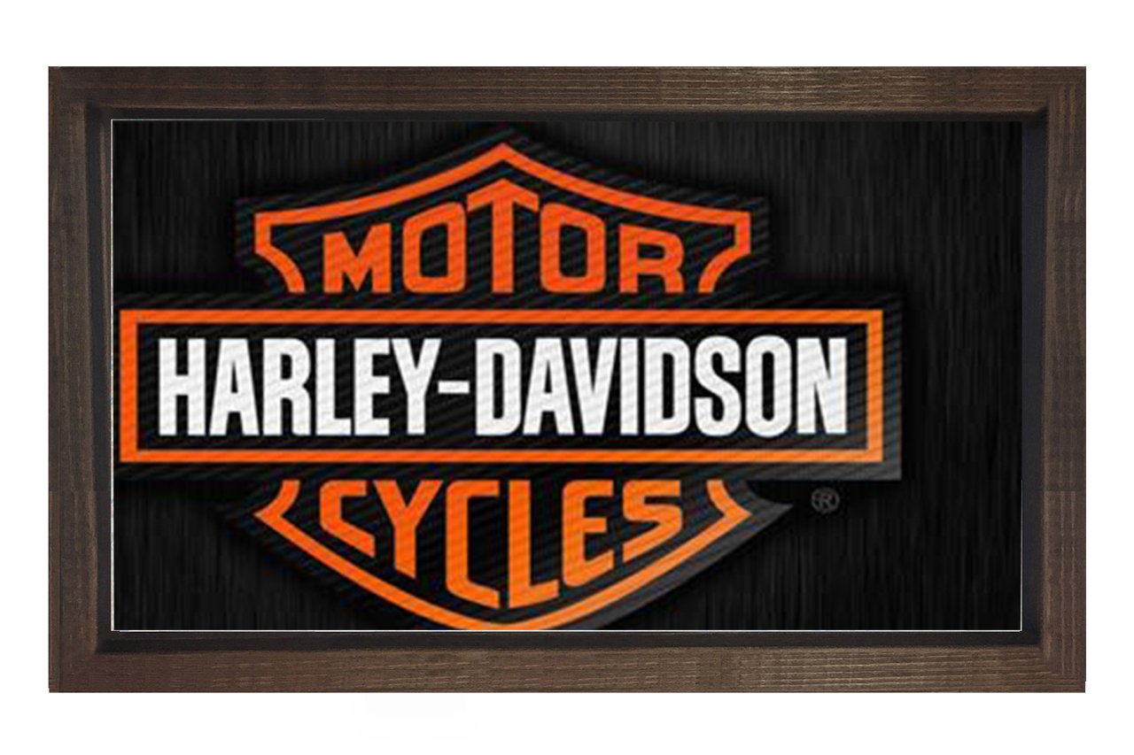 Harley Davidson Tablosu Kahverengi Ahşap Çerçeve - 40x60