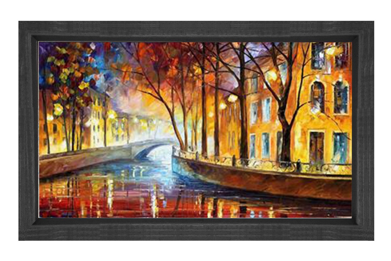 Venedik  Yağlıboya Tablosu Siyah Ahşap - 45x30