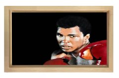 Boks Eldivenleriyle Muhammed Ali  Tablosu Naturel Ahşap Çerçeve - 70x100