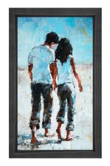 Aşık Çift Tablosu Siyah Ahşap Çerçeve - 70x100