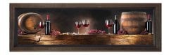 Şarap Ve Fıçı Tablosu Kahverengi Ahşap Çerçeve - 200x70