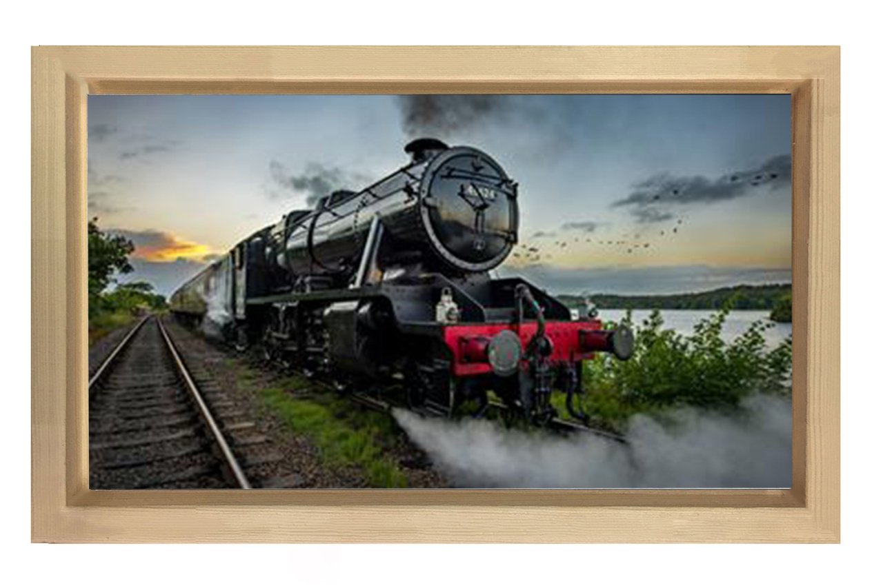 Lokomotif Tablosu Tablosu Naturel Ahşap Çerçeve - 40x60