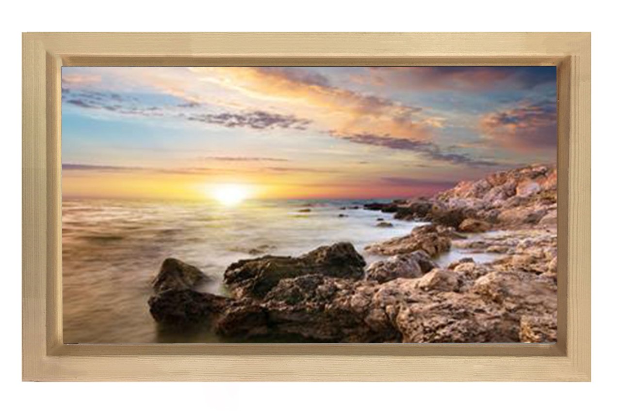 Gökyüzü Ve Deniz Tablosu Naturel Ahşap Çerçeve - 45x30