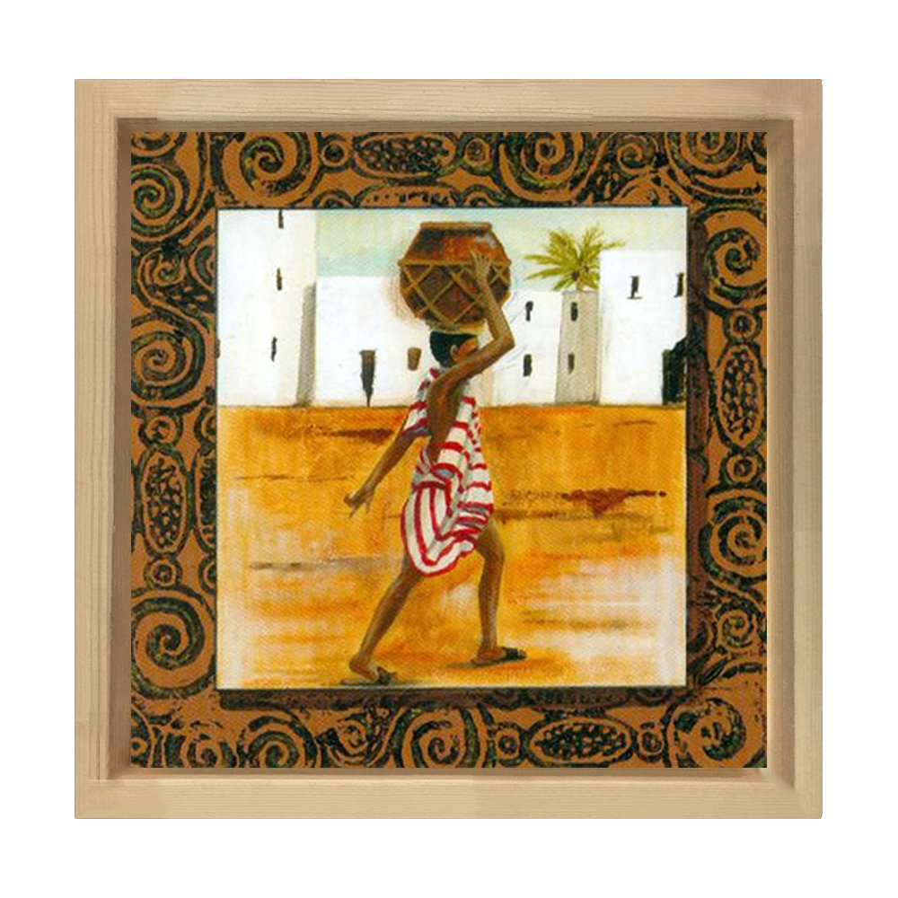 Zenci Adam Tablosu Naturel Ahşap Çerçeve - 50x50
