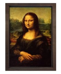 Mona Lisa Tablosu Kahverengi Ahşap Çerçeve - 100x150