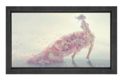 Çiçek Kadın Tablosu Siyah Ahşap Çerçeve - 70x100