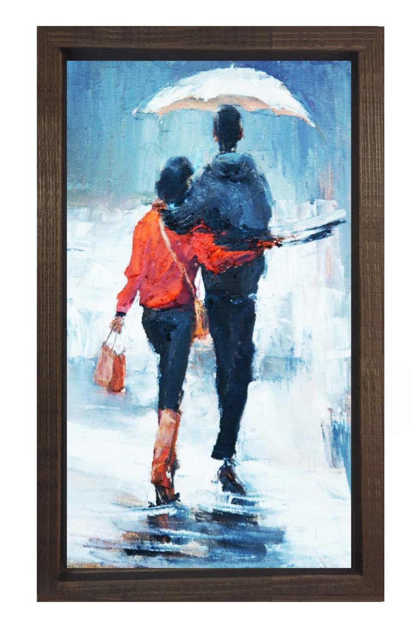 Aşık Çift Tablosu Kahverengi Ahşap Çerçeve - 40x60