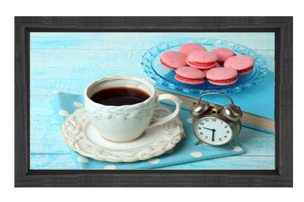 Kahve ve Makaronlar Tablosu Siyah Ahşap - 100x150