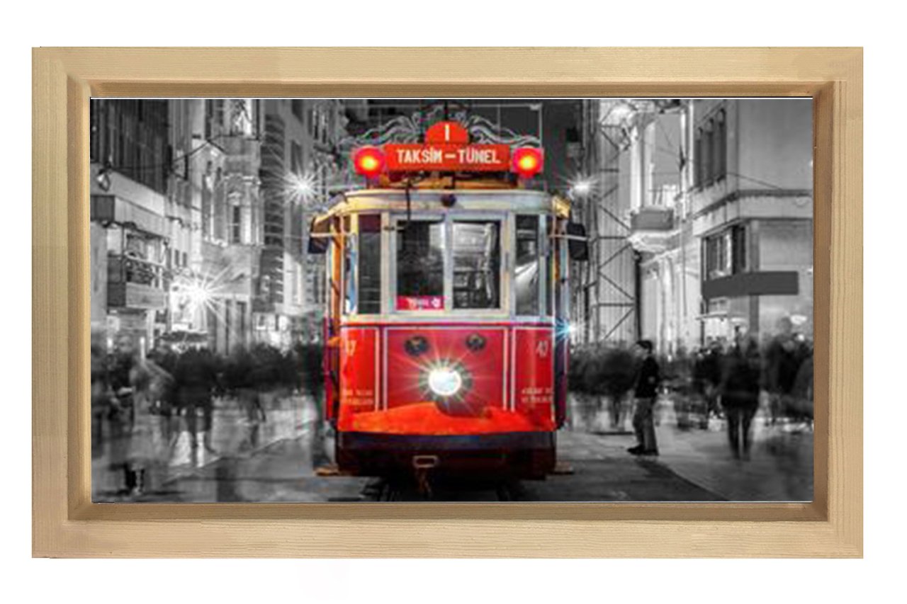 Taksim Meydanı Tablosu Naturel Ahşap Çerçeve - 40x60