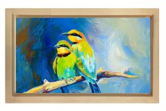 Asma Kuşu Tablosu Naturel Ahşap Çerçeve - 50x70