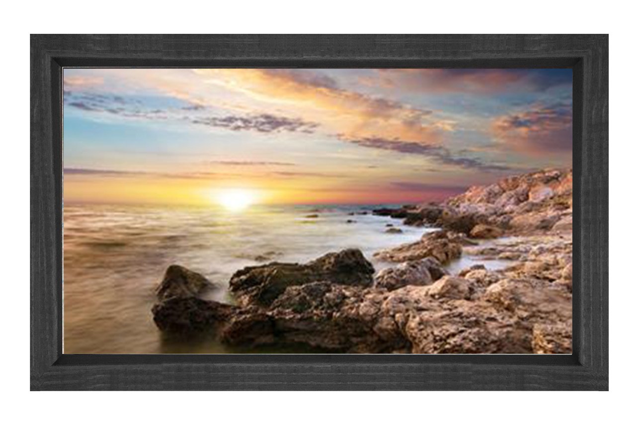 Gökyüzü Ve Deniz Tablosu Siyah Ahşap Çerçeve - 100x150