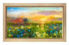 Çiçekli Doğa Ve Manzara Tablosu Naturel Ahşap - 100x200