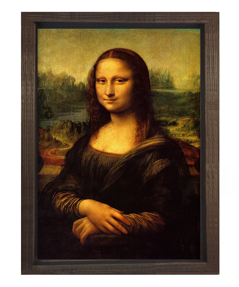 Mona Lisa Tablosu Kahverengi Ahşap Çerçeve - 50x70