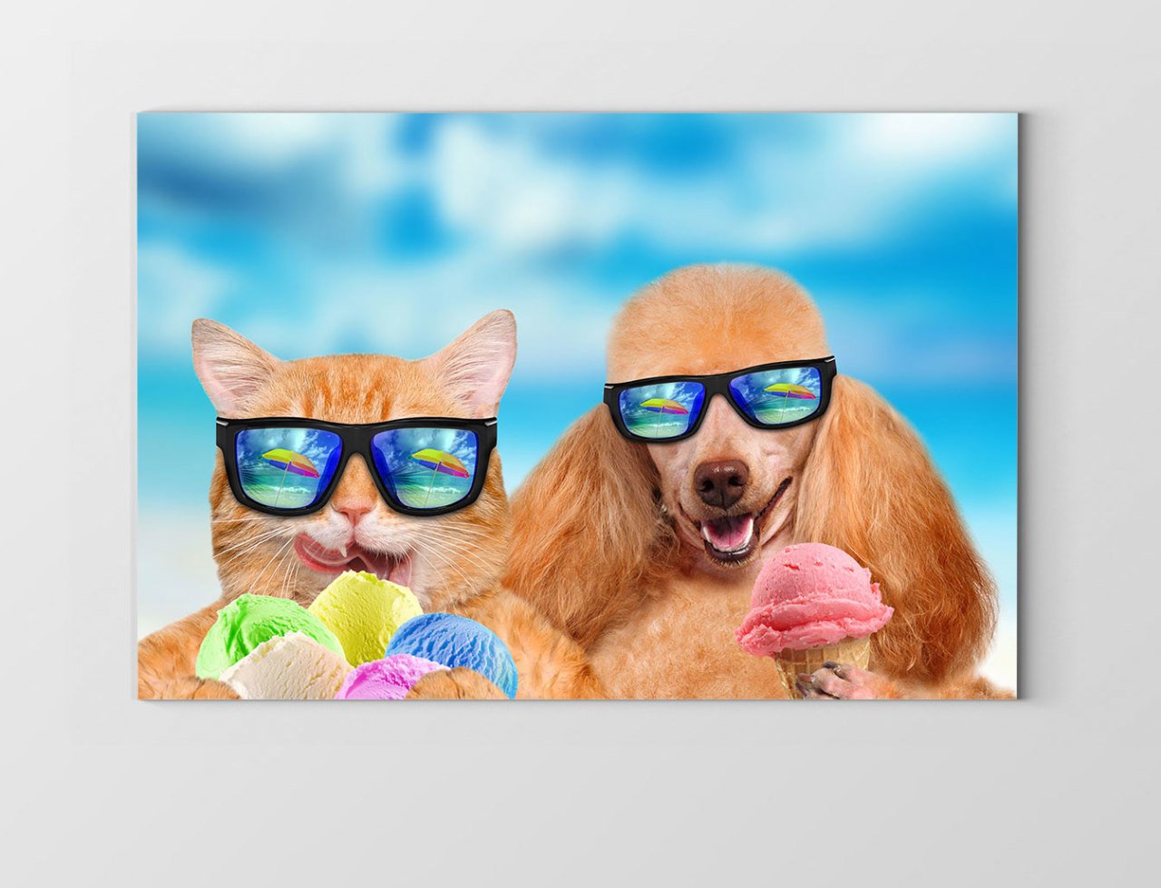 Kedi Ve Köpek Tablosu Çerçevesiz - 100x150