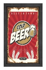 Soğuk Bira Reklam Afişi Tablosu Siyah Ahşap Çerçeve - 50x70