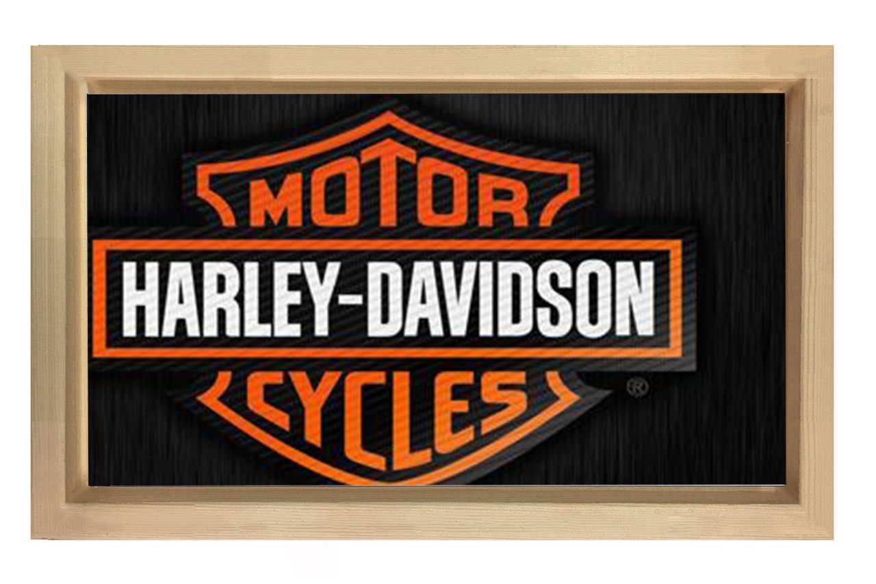 Harley Davidson Tablosu Naturel Ahşap Çerçeve - 45x30