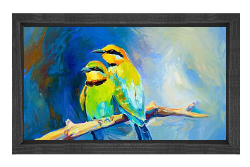 Asma Kuşu Tablosu Siyah Ahşap Çerçeve - 100x200