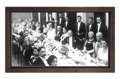 Atatürk ve Yemek Masası Tablosu Kahverengi Ahşap Çerçeve - 100x200