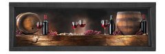 Şarap Ve Fıçı Tablosu Siyah Ahşap Çerçeve - 150x50