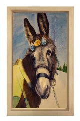 Süslü Eşek Tablosu Naturel Ahşap Çerçeve - 70x100