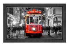 Taksim Meydanı Tablosu Siyah Ahşap Çerçeve - 100x200