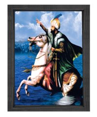 Fatih Sultan Mehmet At Tablosu Siyah Ahşap Çerçeve - 50x90