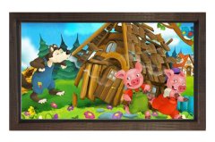 Kurt Ve Domuzcuk Tablosu Kahverengi Ahşap - 50x70