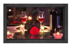 Romantik Şarap Masası Tablosu Siyah Ahşap Çerçeve - 100x200