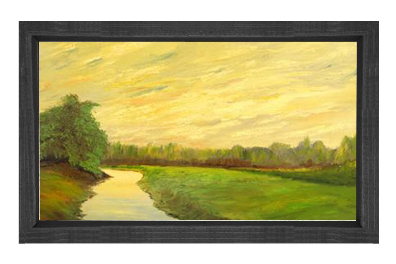 Yeşil Ova Tablosu Siyah Ahşap - 40x60