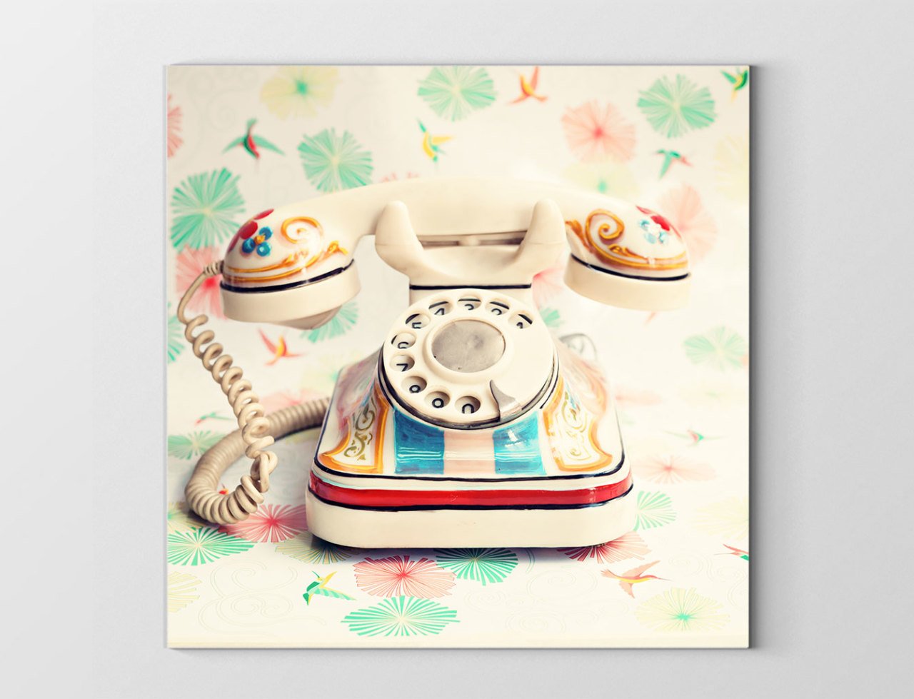 Vintage Eski Telefon Tablosu Çerçevesiz - 50x50