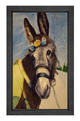 Süslü Eşek Tablosu Siyah Ahşap Çerçeve - 45x30