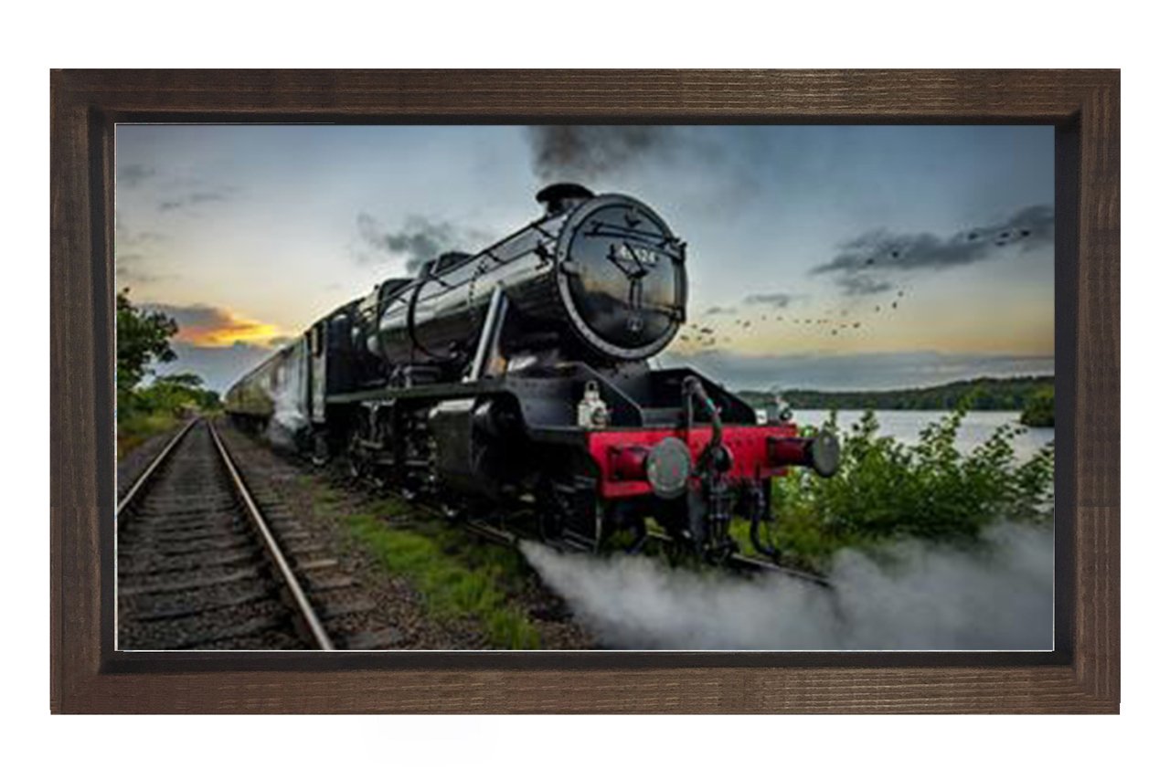 Lokomotif Tablosu Tablosu Kahverengi Ahşap Çerçeve - 100x200