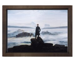 Caspar David Friedrich - Bulutların Üzerinde Yolculuk Tablosu Kahverengi Ahşap Çerçeve - 45x30