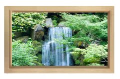 Orman Şelalesi Tablosu Naturel Ahşap Çerçeve - 100x150