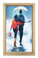 Aşık Çift Tablosu Naturel Ahşap Çerçeve - 70x100